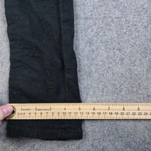 Rock Revival Brocade Skinny Jeans Womens 27 Black Sequin Fleur-de-lis Floral Y2K - Picture 14 of 16